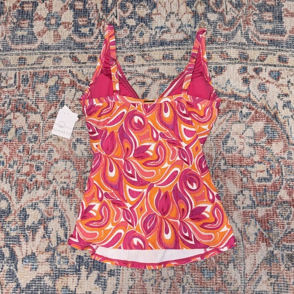 Sunsets Flamingo Paradise Sandbar Rib Forever Tankini SZ 32D NWT - Picture 2 of 4